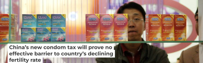 A Chinese visitor looks at condoms at the Beijing International Sex Supplies Exhibition. Zhang Peng/LightRocket via Getty Images